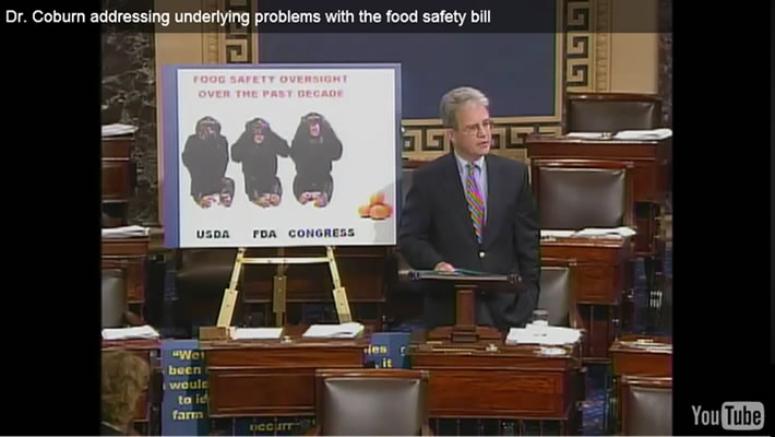 Dr. Coburn addressing underlying problems with the food safety bill